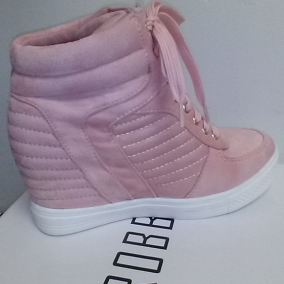 Pink Suedish Wedge Heel Sneaker - Picture 5 of 8